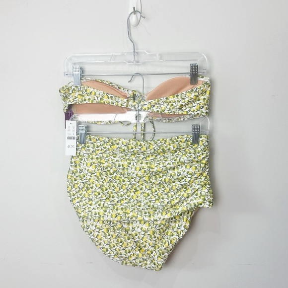 Jcrew Liberty Fabric Halter Top and High Waisted Botton Swim Bikini Green Yellow - Picture 5 of 9